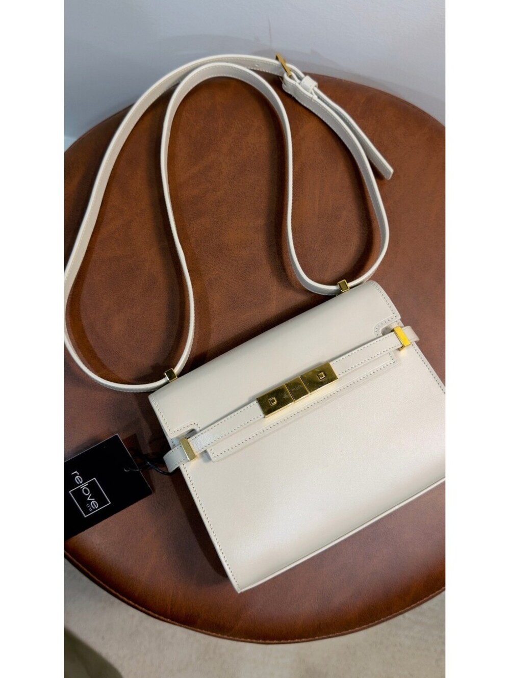 SAINT LAURENT - Mini Manhattan Shoulder Bag, Ivory/Gold